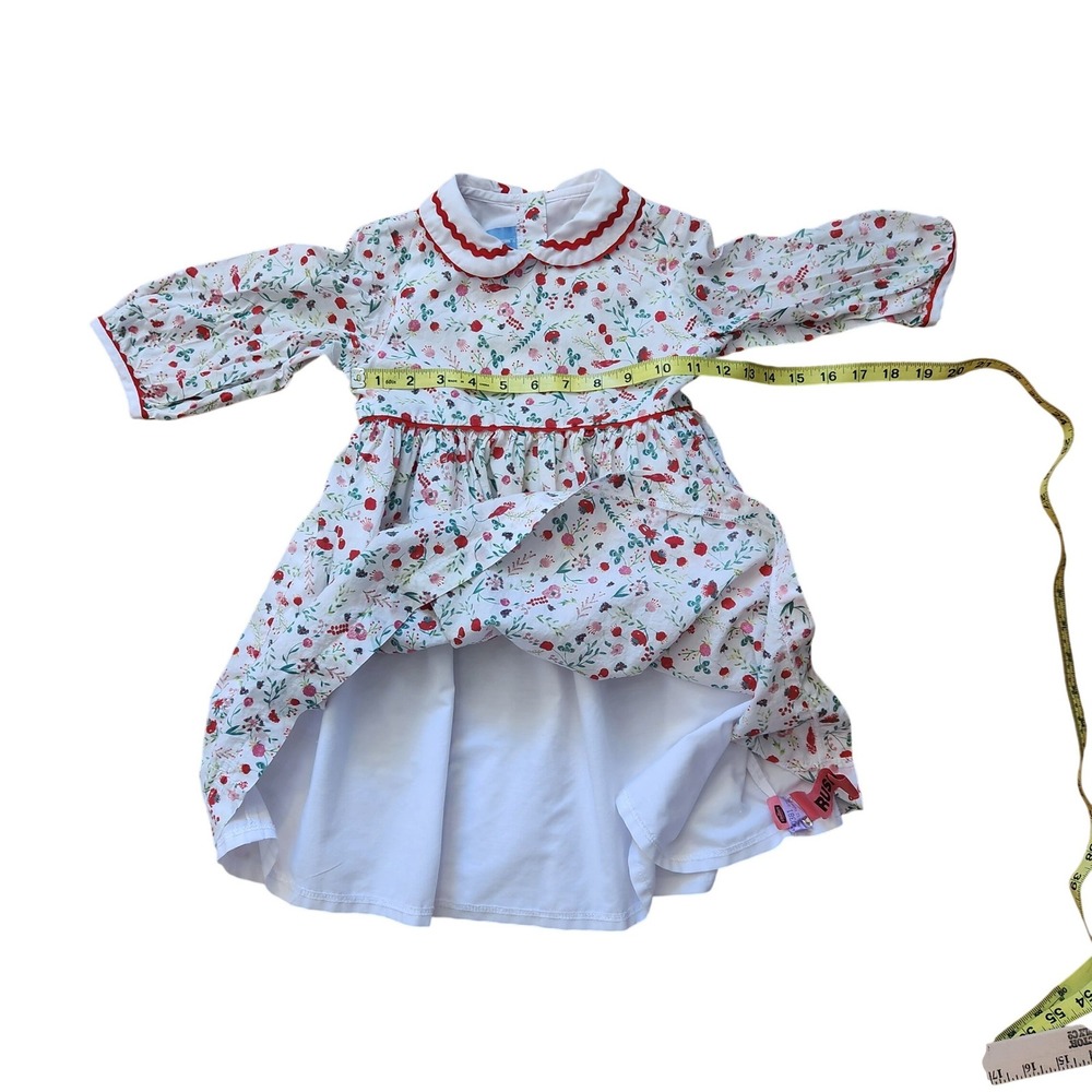 Bella Bliss Girls Floral Ric-Rac Dress White Red Size 5 Peter Pan F-17130 Cotton - Picture 5 of 9